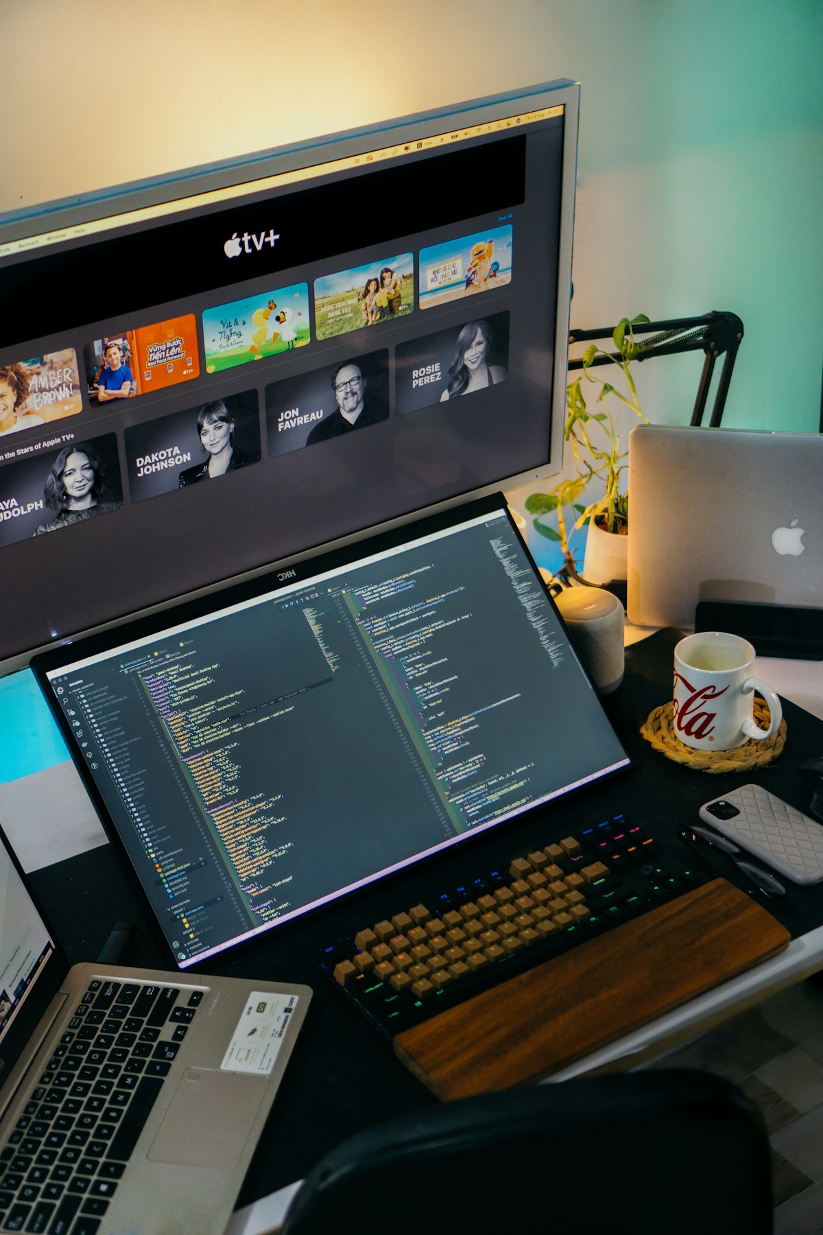 Laptop showing a software development workspace